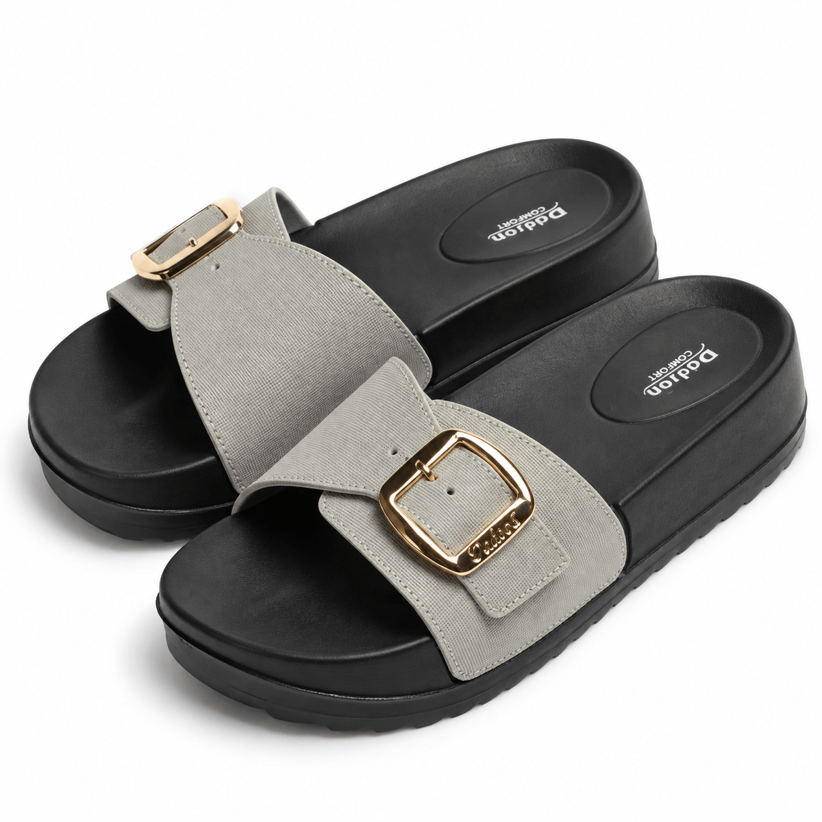 Buckle Platform Slide for Women – Grey | ADABISH