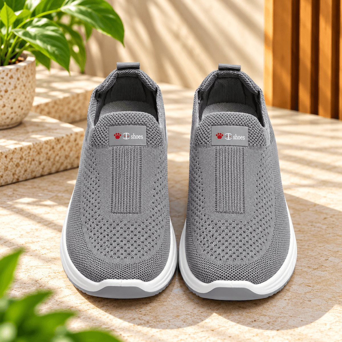 Slip-On Knit Sneakers for Women – Grey | ADABISH