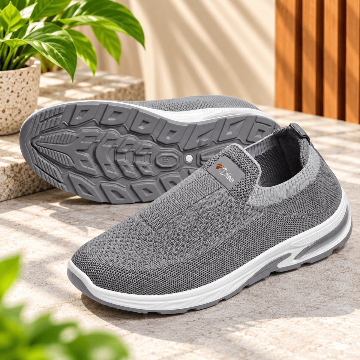 Slip-On Knit Sneakers for Women – Grey | ADABISH