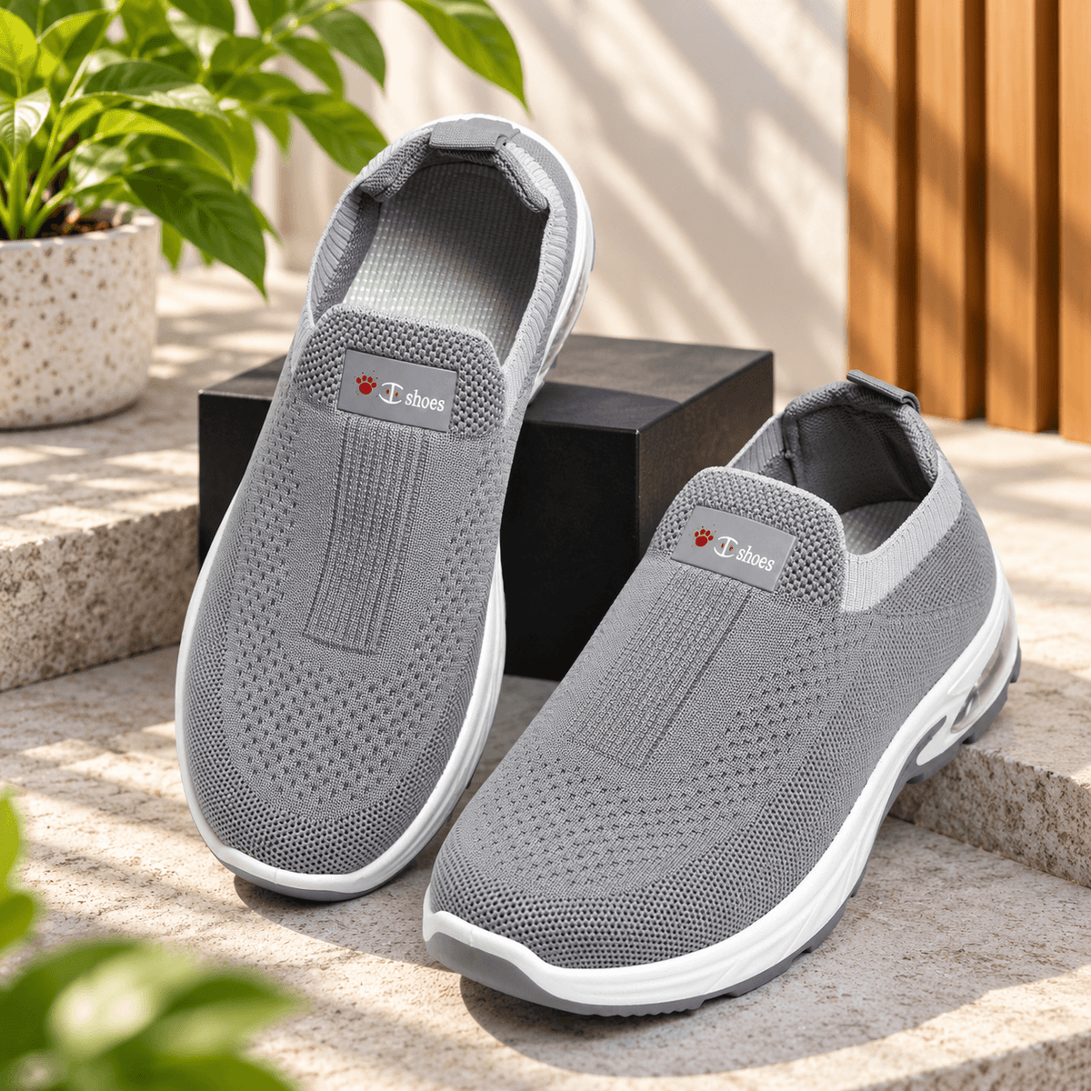 Slip-On Knit Sneakers for Women – Grey | ADABISH