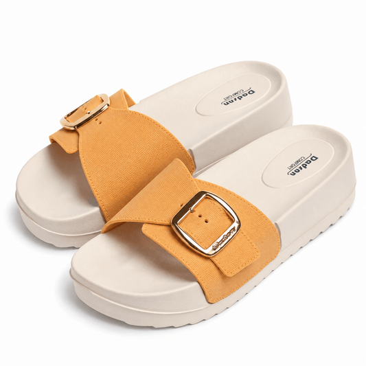 Buckle Platform Slide for Women – Camel | ADABISH