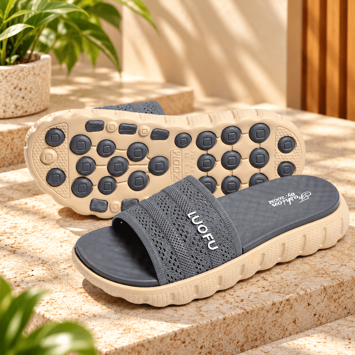 Medicated Slipper with Contoured Footbed for Women – Grey | ADABISH