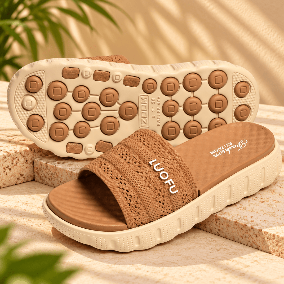 Medicated Slipper with Contoured Footbed for Women – Tan | ADABISH