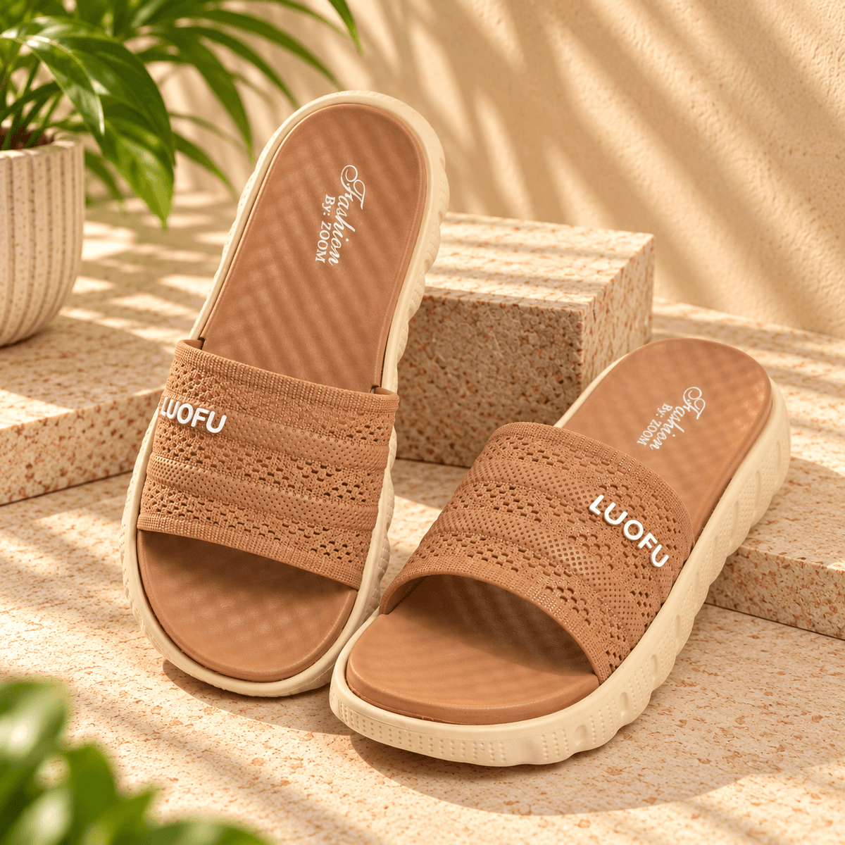 Medicated Slipper with Contoured Footbed for Women – Tan | ADABISH